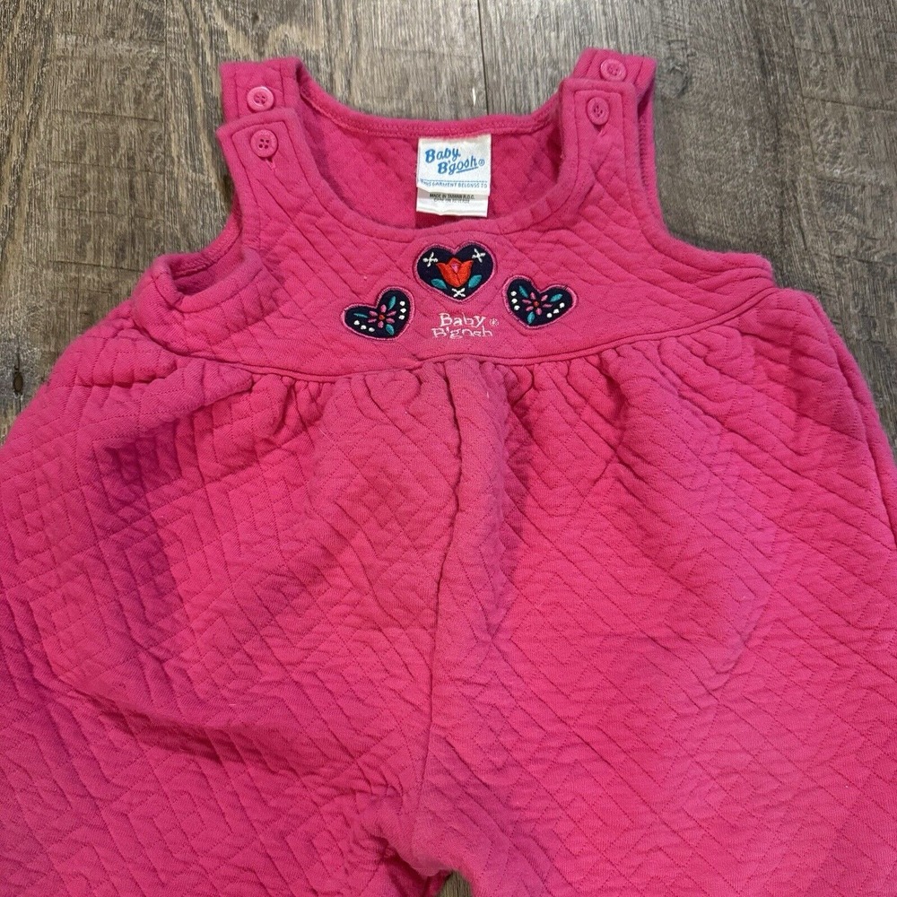 Vintage OshKosh Overalls Size 12 Months Pink Quilted Bubble Romper Jumper